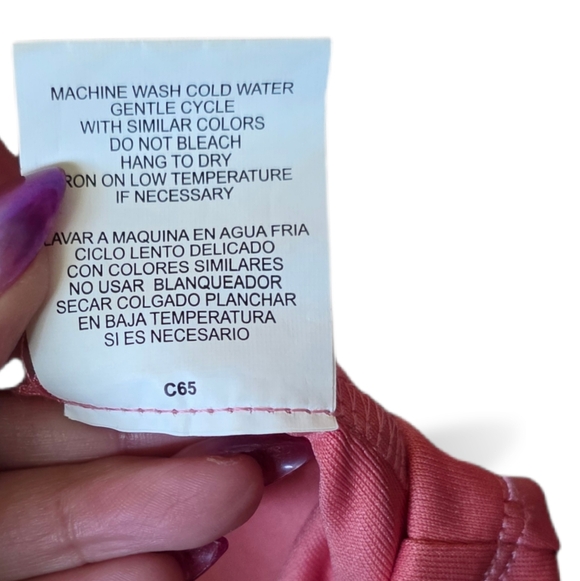 AUW Ladies Size 14 Peach Colored 44" Long Handkerchief Dress - Picture 3 of 4